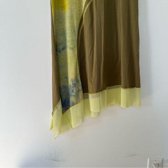 Dolcezza Green Sleeveless Asymmetrical Two Tone Tie-dye Tulle Hem A-Line Dress - Picture 9 of 9